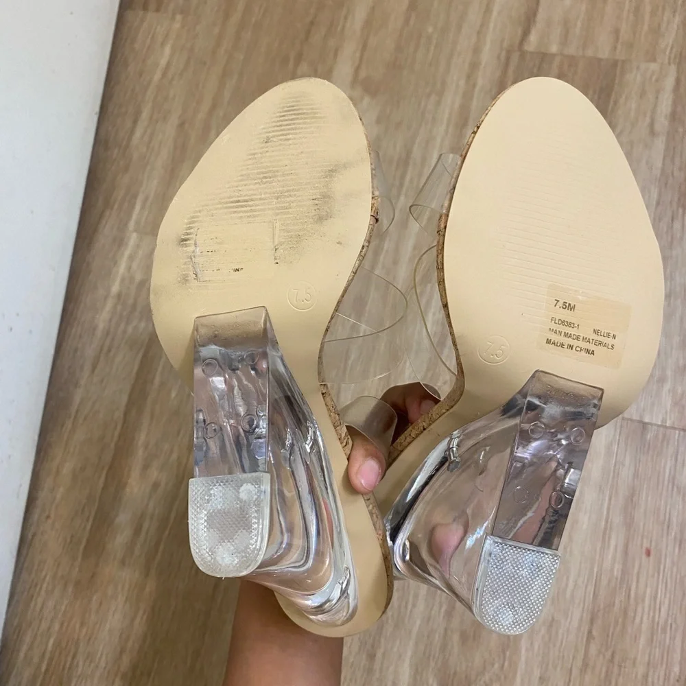 Fashion Nova Clear Strap Cork Heels